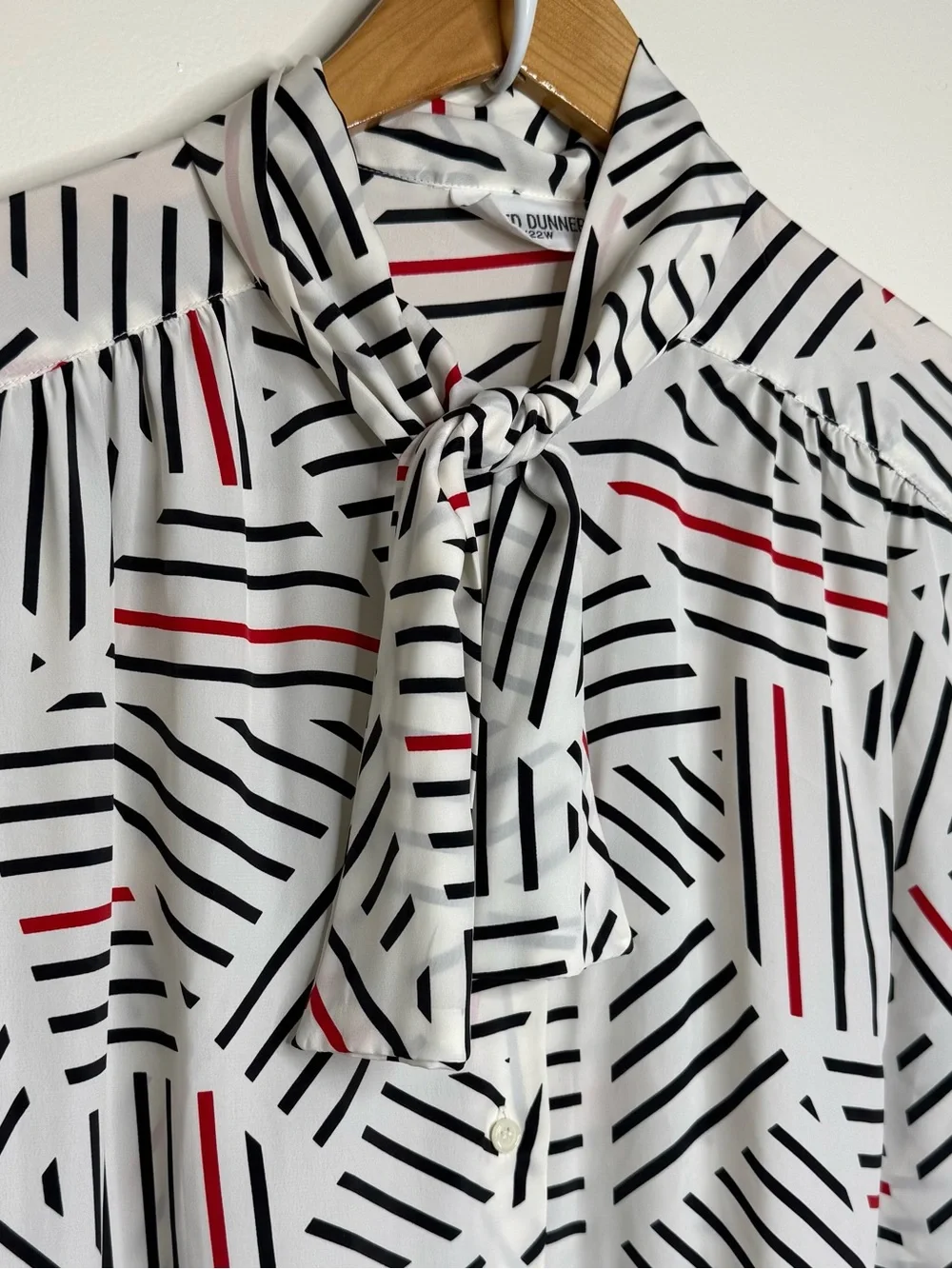 Vintage 80s Alfred Dunner Secretary Blouse Top Women’s Sz 22W Neck Bow Abstract